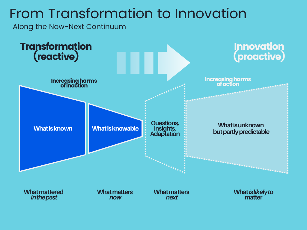From Transformation to Innovation Along the Now-Next Continuum from What Matters Next by Kate O'Neill